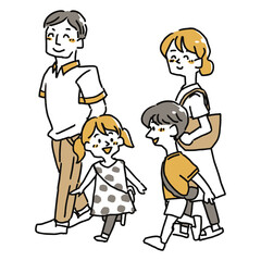 家族で出かける様子