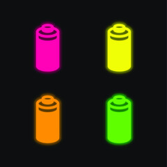 Battery four color glowing neon vector icon