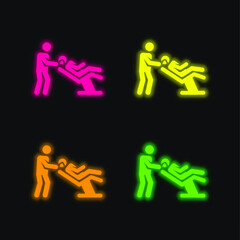 Barber four color glowing neon vector icon