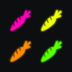 Big Carrot four color glowing neon vector icon