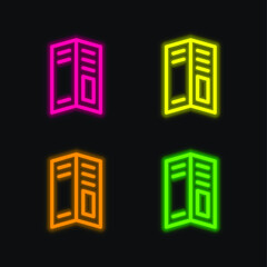 Big Brochure four color glowing neon vector icon
