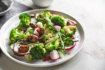 Broccoli  Radish and Morning Glory Sprout Salad with caramelised Garlic Balsamic  and Goji Berry