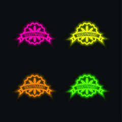 Biodynamic Badge four color glowing neon vector icon