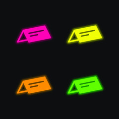 Booked four color glowing neon vector icon