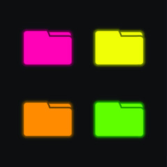 Black Folder Interface Symbol four color glowing neon vector icon