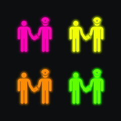 Bribery four color glowing neon vector icon