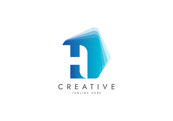 Letter H Digital Media Logo, Isolated with pile of digital software data, Vector template logo.