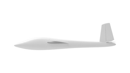 3D rendering of a glider airplane isolated on a white background