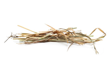 Straw, thatch pile isolated on white background