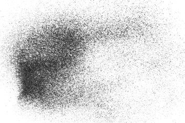 Black glitter dust, gunpowder isolated on white background and texture, top view