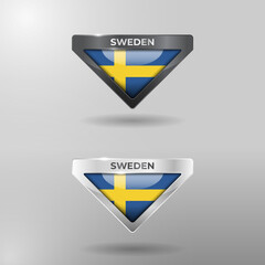 3D Label, Tag and Location Pointer Flag Nation of Sweden with Glossy Reflection