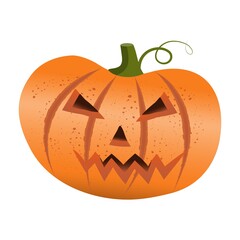 Yellow halloween pumpkin lantern isolated in vintage style on white background. Halloween pumpkin icon. Vector. Autumn symbol. Halloween pumpkin with happy face.