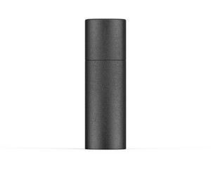 Black paper tube push up tin can mockup template on isolated white background, ready for design presentation, 3d illustration
