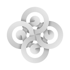 Obraz premium Cross sign made of two interwoven ribbons. Modern stylization of Bowen knot symbol.