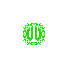 initial JL or W in green stamp logo