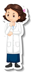 Scientist girl cartoon character in standing pose