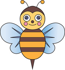 Cartoon illustration of funny bee. Cute and funny cartoon characters. Illustration for children.