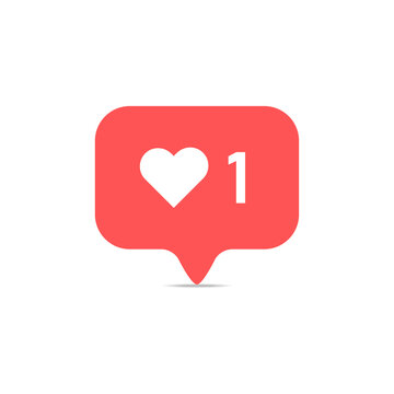 Red Heart like, new message bubble, friend request quantity number notifications icons templates. Social network app icons.