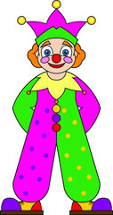 Cartoon illustration of funny clown. Cute and funny cartoon characters. Illustration for children.