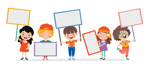 Funny Children Holding Placard