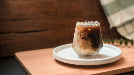 Cup of coffee on table wooden table