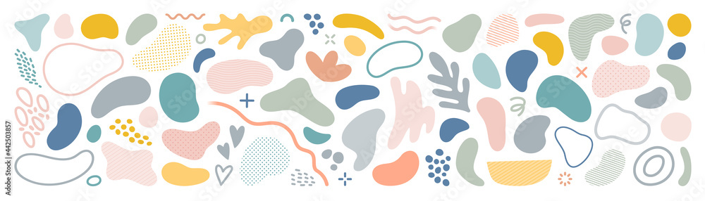 Fototapete abstract blotch shape. liquid shape elements. set of modern graphic elements. fluid dynamical colore