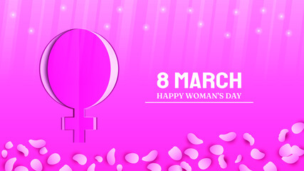 8 March Happy Woman's Day Greeting Mirror Of Venus Background. Vector Design Banner Party Invitation Web Poster Flyer Stylish Brochure, Greeting Card Template