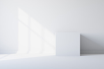 White room with shadow from the light from the window. 3d rendering