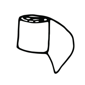 recommend clip art: Doodle toilet paper. Camping hand drawn line art.