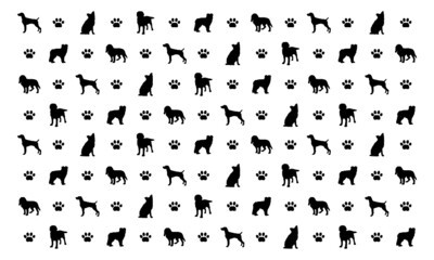 dog and paw seamless vector pattern