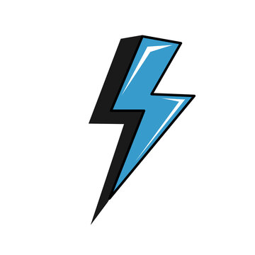Vector electric lightning bolt logo isolated on white background for electric power symbol, poster, t-shirt. Thunder icon. Storm pictogram. Flash light sign.