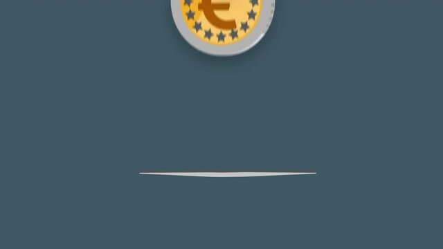 Saving and investing euro coins, conceptual animation of coins falling into wallet pocket