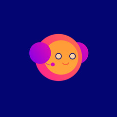 Vector gradient logo remote consultation, customer support character