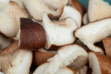 pattern of fresh sliced mushrooms close up view