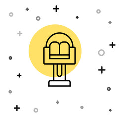 Black line Attraction carousel icon isolated on white background. Amusement park. Childrens entertainment playground, recreation park. Random dynamic shapes. Vector