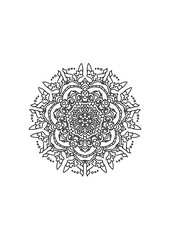 Mandala design for graphic projects. Ideal anti-stress image to prevent anxiety. Coloring book page template.