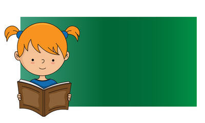 Girl reading. Space for text. Isolated vector