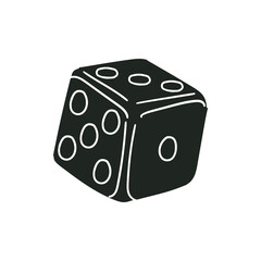 Dice Icon Silhouette Illustration. Random Roll Vector Graphic Pictogram Symbol Clip Art. Doodle Sketch Black Sign.