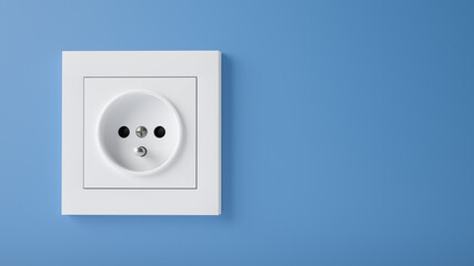 Electrical outlet on white wall. 3D illustration