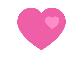 A centred pink heart against white background.A contrasting pink heart is placed top right signifying heart beat.