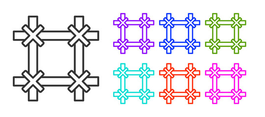 Black line Prison window icon isolated on white background. Set icons colorful. Vector