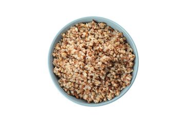 Tasty cooked buckwheat isolated on white background