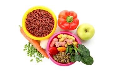 Concept of organic pet food isolated on white background