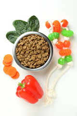 Concept of organic pet food on white background