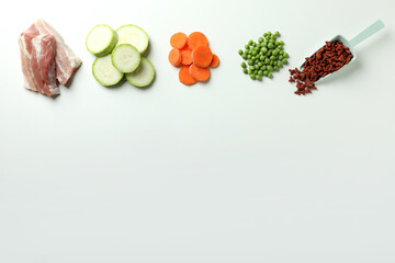 Concept of organic pet food on white background