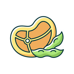 Soy meat RGB color icon. Isolated vector illustration. Natural vegetable protein. Vegeterian meat types. Healthy products without fats. Tasty meal preparation simple filled line drawing