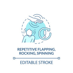 Repetitive flapping, rocking, spinning concept icon. Autism symptom abstract idea thin line illustration. Self-stimulatory behavior. Vector isolated outline color drawing. Editable stroke