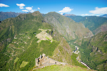 Aerial view of Machu Picchu from the top of Huayna Picchu