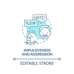 Aggressive and impulsive behaviors concept icon. Autism sign abstract idea thin line illustration. Dangerous, impulsive actions. Anger feelings. Vector isolated outline color drawing. Editable stroke