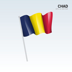 Chad waving flag isolated on gray background